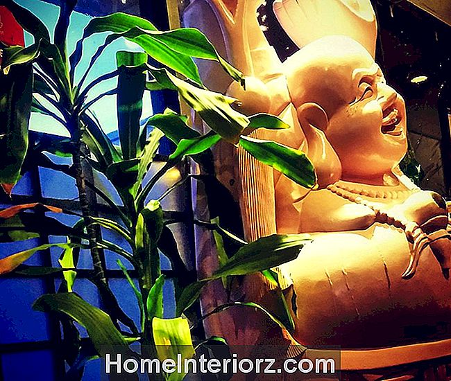 feng shui buddha och lycklig bambu
