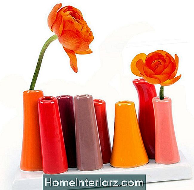 spalvoti vazos ir gėlės